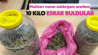 Muhtarı vuran saldırganı ararken 10 kilo esrar buldular