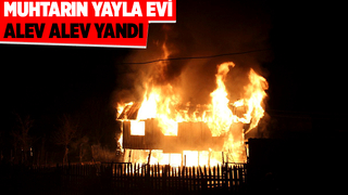 Muhtarın yayla evi yandı