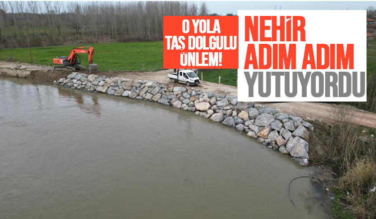 Nehir adım adım yutuyordu, taş dolguyla önlem alındı