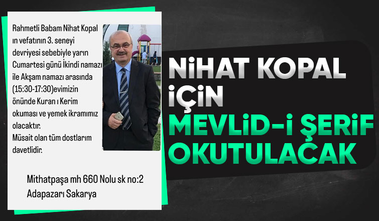 Nihat Kopal ölüm yıldönümünde anılacak