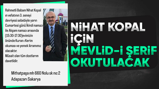 Nihat Kopal ölüm yıldönümünde anılacak