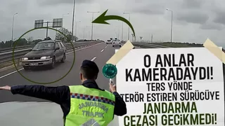 O Anlar Kameradaydı! Ters Yönde Terör Estiren Sürücüye Jandarma Cezası Gecikmedi!