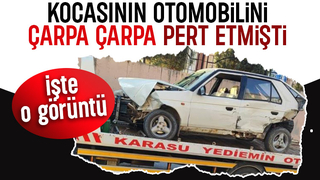 Öfkelendiği eşinin otomobilini böyle pert etti