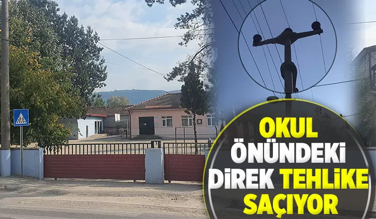 Okul önündeki direk büyük tehlike oluşturuyor