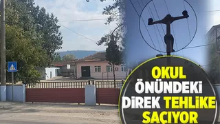 Okul önündeki direk büyük tehlike oluşturuyor