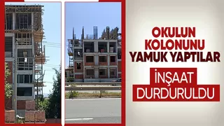 Okulun kolonu yamuk yapıldı inşaat durduruldu