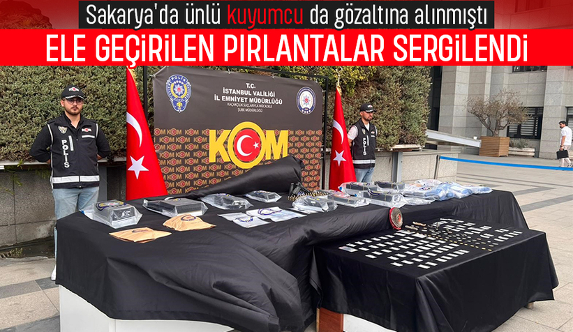 Operasyonda ele geçirilen pırlantalar sergilendi