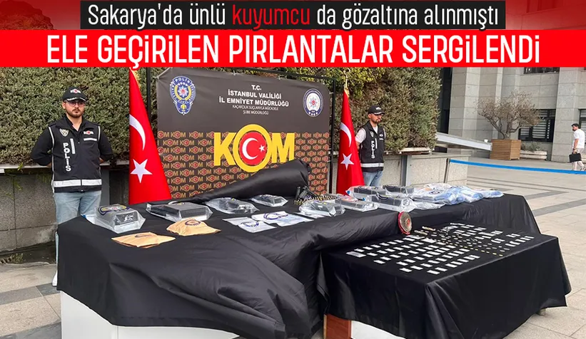 Operasyonda ele geçirilen pırlantalar sergilendi