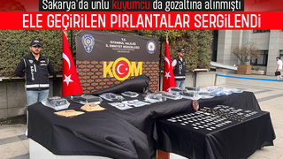 Operasyonda ele geçirilen pırlantalar sergilendi