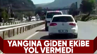 Orman yangınına giden ekibe yol vermedi