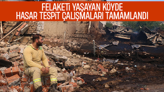 Orman yangınında zarar gören köyde hasar tespit çalışmaları yapıldı