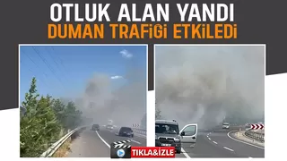 Otluk alanda çıkan yangın trafiği etkiledi