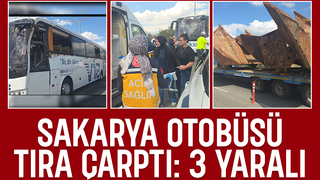 Otobüs çapa taşıyan tıra çarptı; yaralılar var