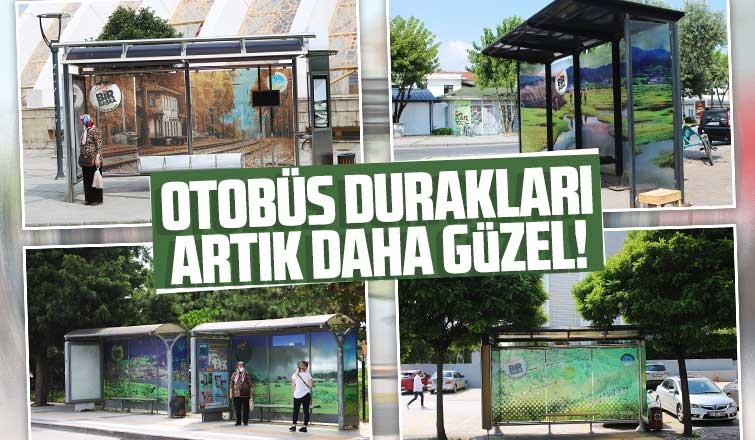 Otobüs duraklarına doğal güzellikler işlendi