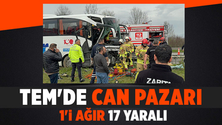 Otobüs tıra çarptı: 17 yaralı