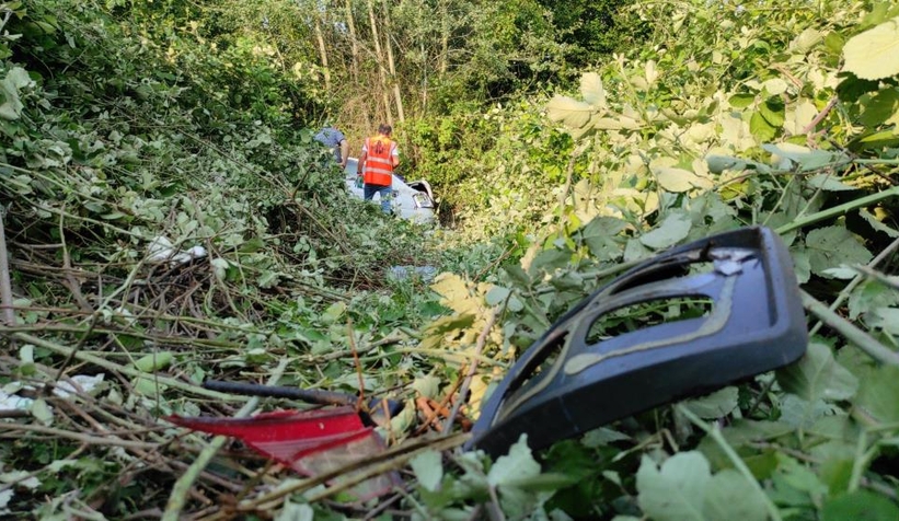 Otomobil ağaçlık alana uçtu: 3 yaralı