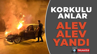 Otomobil alev alev yandı