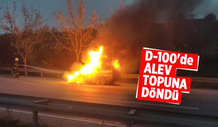  Otomobil alev alev yandı
