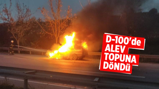 Otomobil alev alev yandı