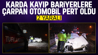 Otomobil bariyerlere çarptı: 2 yaralı