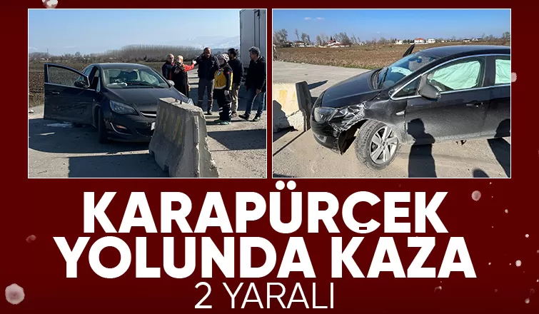 Otomobil beton bariyere çarptı: 2 yaralı
