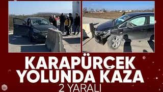 Otomobil beton bariyere çarptı: 2 yaralı