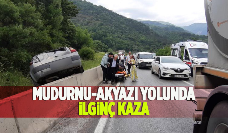 Otomobil beton bariyerlerin üzerine çıktı: 1 yaralı