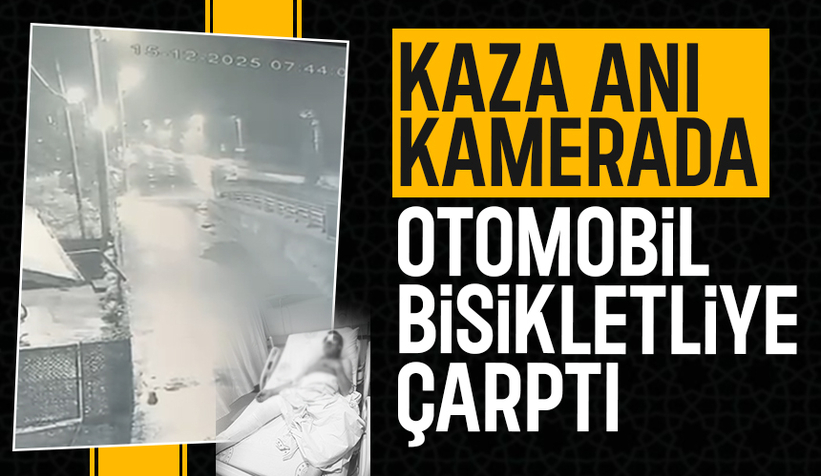 Otomobil bisikletliye çarptı; Kaza anı kamerada