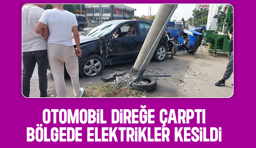 Otomobil direğe saplandı; Sürücü yaralı
