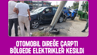Otomobil direğe saplandı; Sürücü yaralı