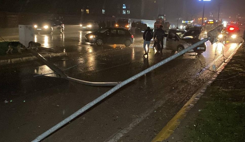 Otomobil elektrik direği ve ağaçları devirdi: 2 yaralı