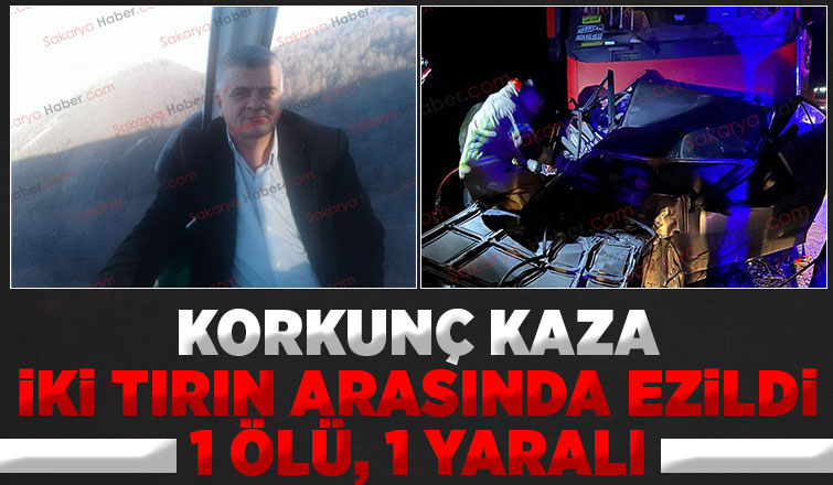 Otomobil iki tırın arasında ezildi: 1 ölü, 1 yaralı