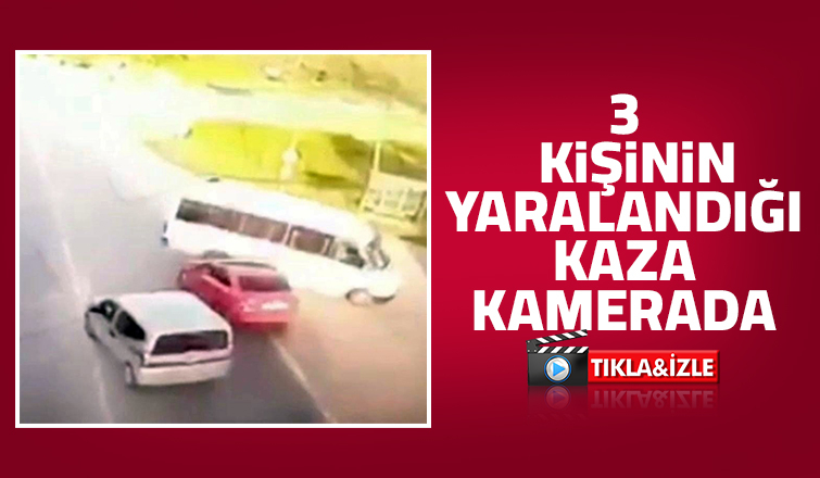 Otomobil ile minibüs çarpıştı: Kaza anı kamerada