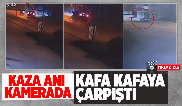 Otomobil ile motosiklet kafa kafaya böyle çarpıştı