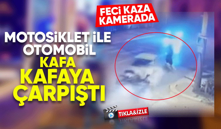 Otomobil ile motosiklet kafa kafaya böyle çarpıştı