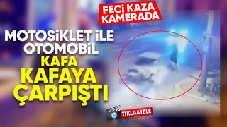 Otomobil ile motosiklet kafa kafaya böyle çarpıştı