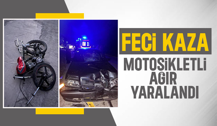 Otomobil ile motosiklet kafa kafaya çarpıştı