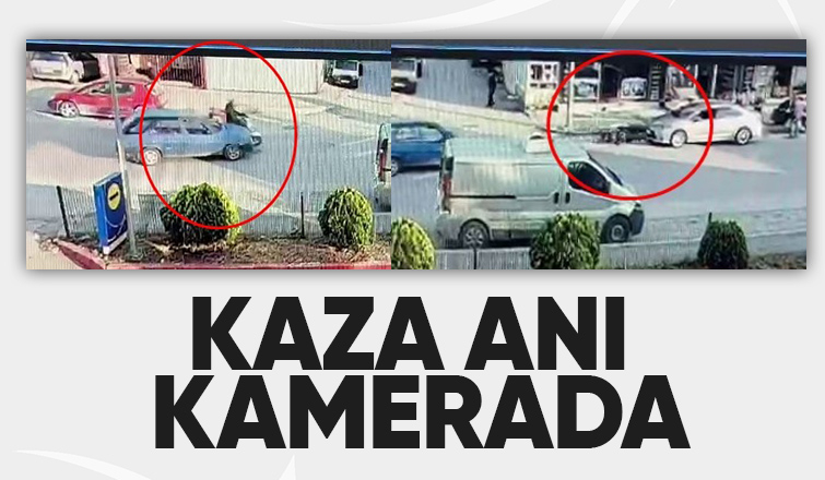 Otomobil ile motosikletin kazası kamerada