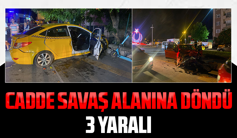 Otomobil ile ticari taksi çarpıştı: 3 yaralı