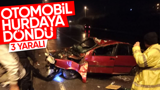 Otomobil refüje çarptı: 3 yaralı