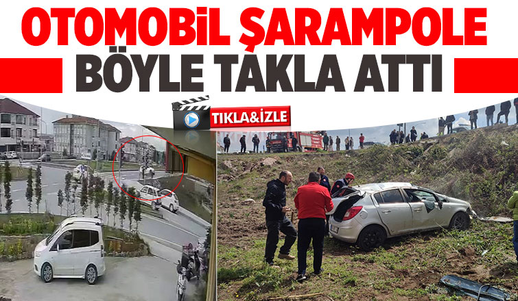 Otomobil şarampole böyle takla attı