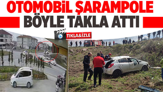 Otomobil şarampole böyle takla attı