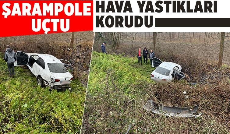 Otomobil şarampole uçtu