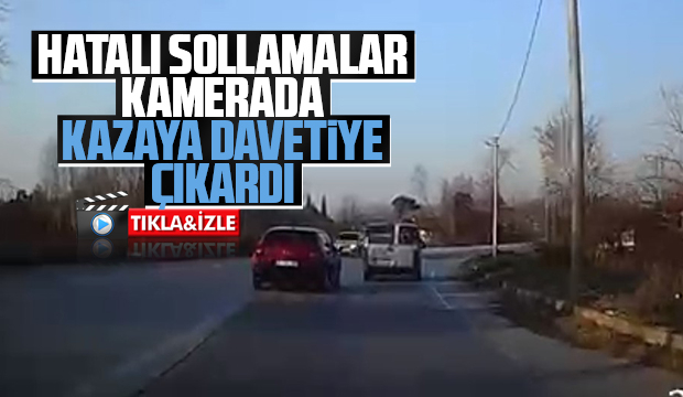 Otomobil sürücüsünün hatalı sollamaları kamerada