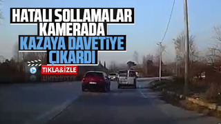 Otomobil sürücüsünün hatalı sollamaları kamerada