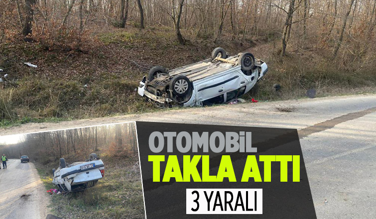 Otomobil takla attı, 3 kişi ölümden döndü