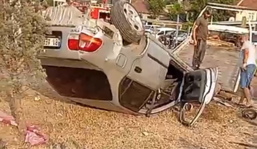 Otomobil takla attı : 4 yaralı