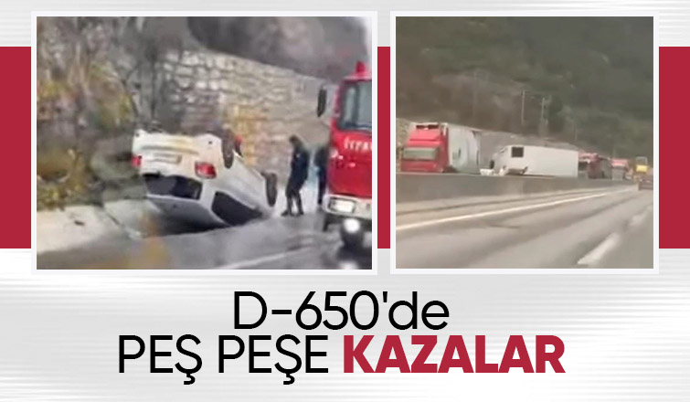 Otomobil takla attı, tır makasladı