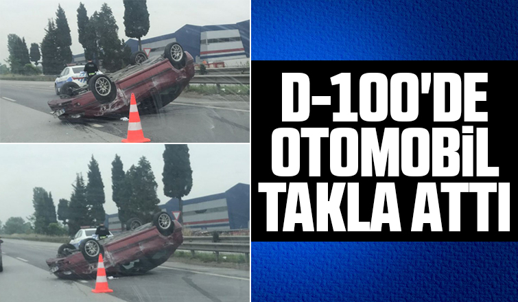 Otomobil takla attı, ulaşım aksadı