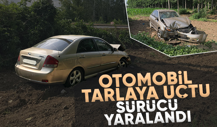 Otomobil tarlaya uçtu